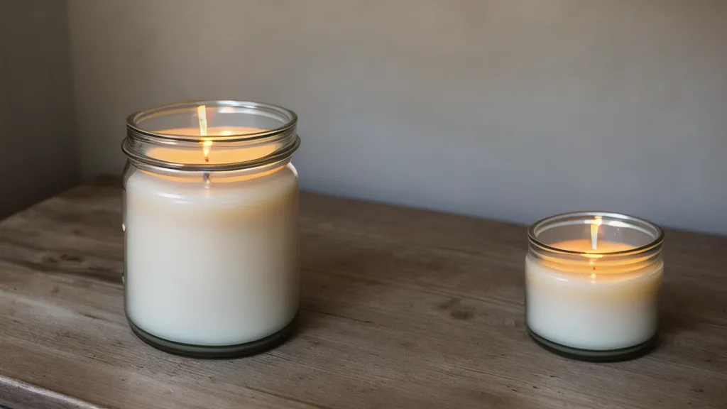 Vela de soya con defectos de adherencia y manchas blancas de escarcha
