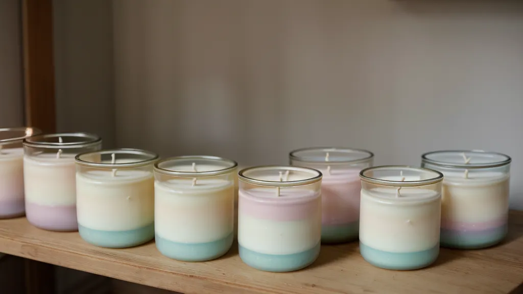 Velas de soja en tonos pasteles con acabado profesional sin grumos
