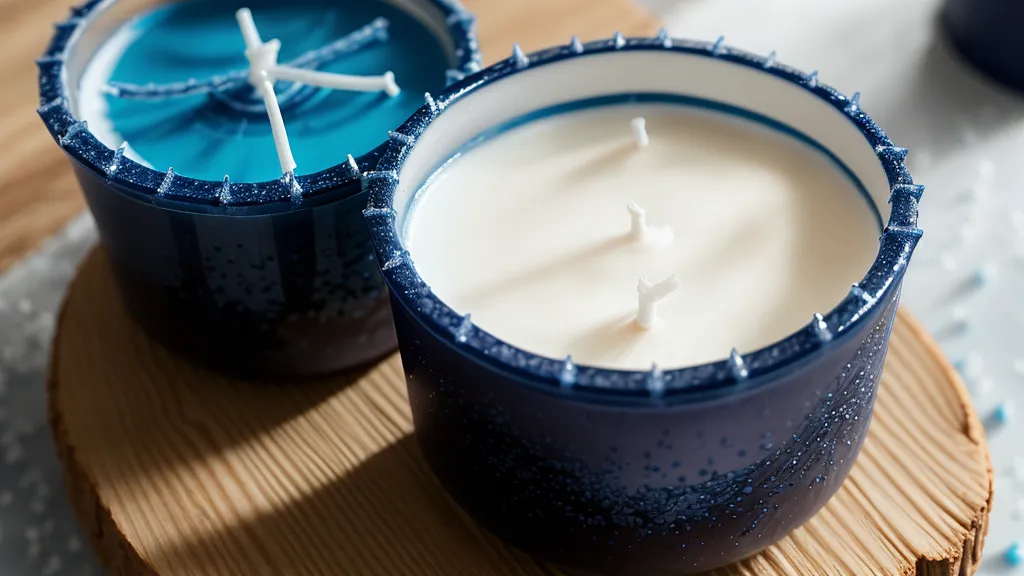 Efecto de escarcha o frosting en una vela de soja azul oscuro