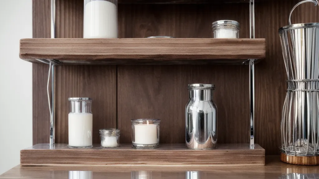 Comparación entre una superficie de madera y un estante metálico para curar velas artesanales