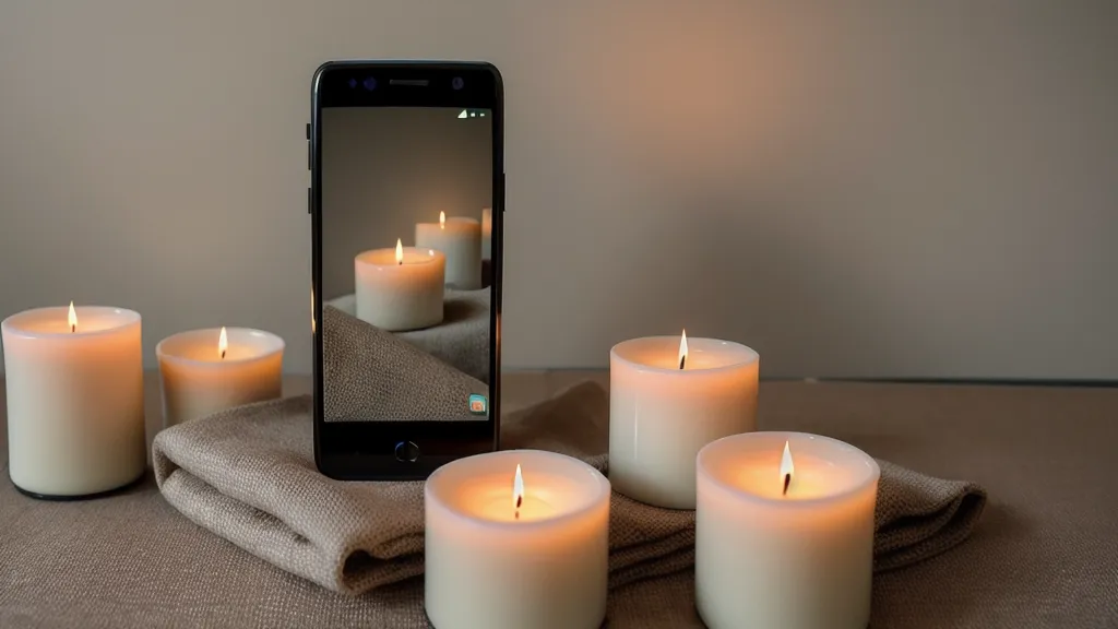 Uso de la regla de los tercios en celular para fotografiar velas artesanales.