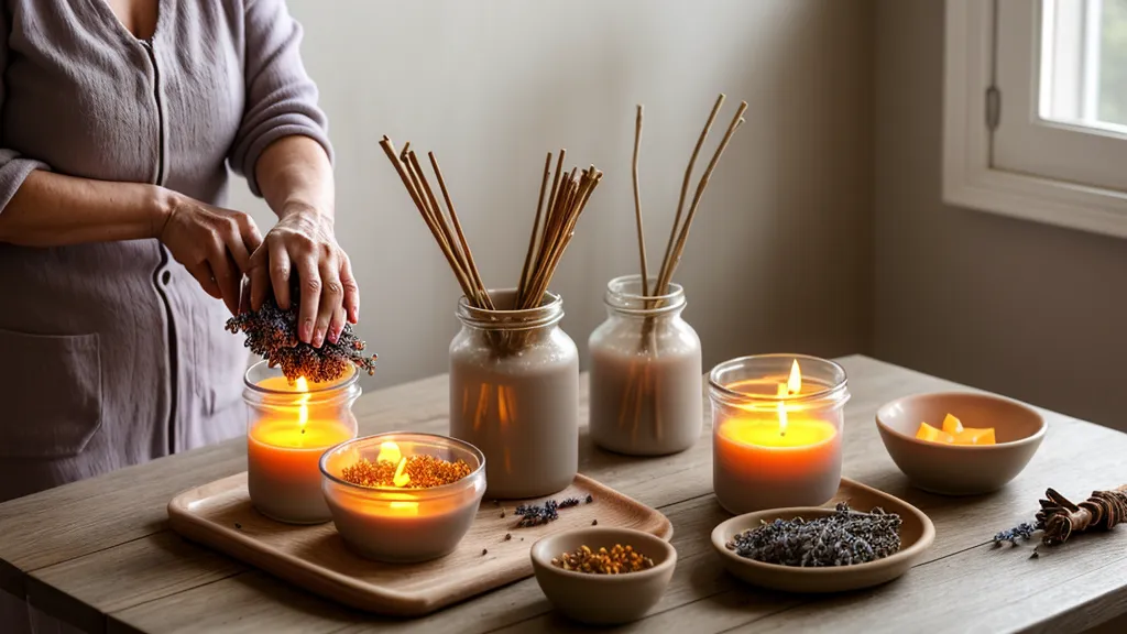 Pistola de calor de temperatura ajustable aplicada sobre un frasco de vidrio para velas de soja